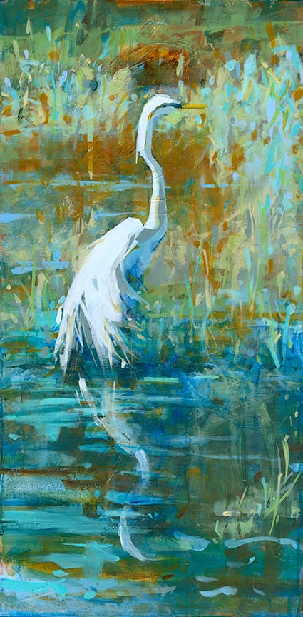 Ombre White Heron Giclee Print