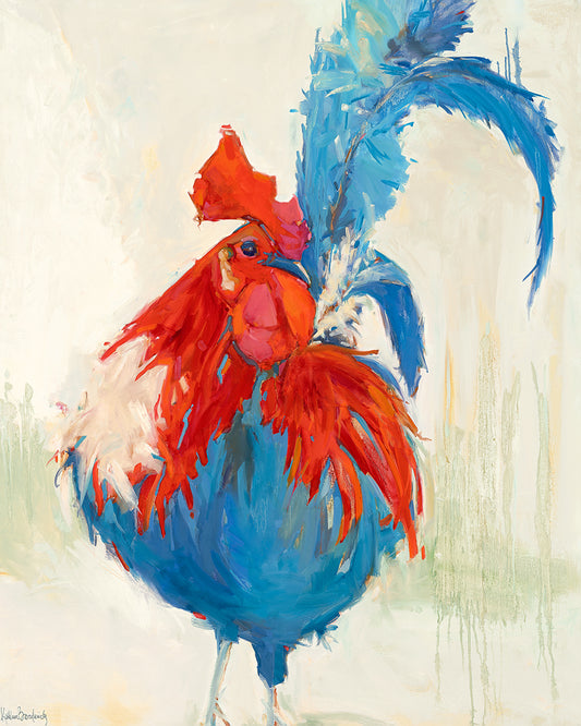 Red, White & Blue Rooster print